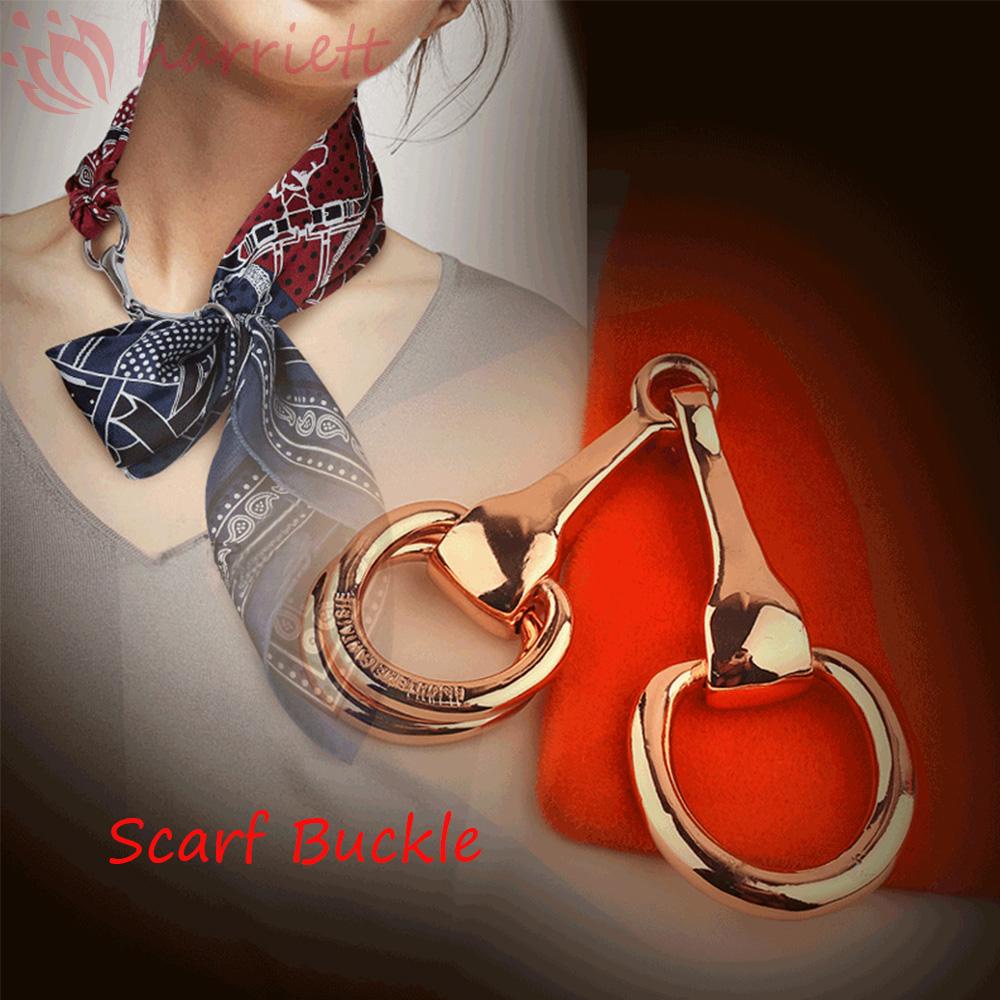 HARRIETT Khóa Cài Khăn Choàng Hình Vuông / Tròn Bằng Kim Loại Thời Trang Cho Nữ