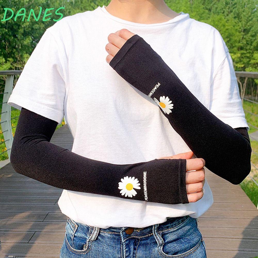 DANES Găng Tay Dài Chống Nắng Họa Tiết Hoa Cúc Dễ Thương