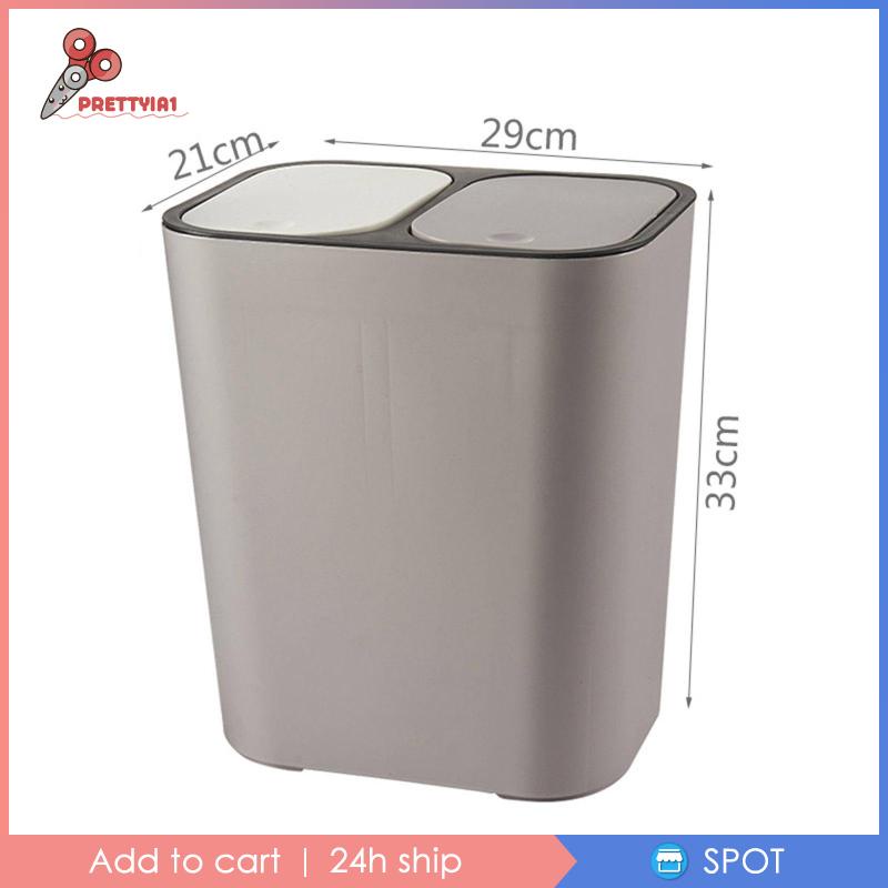 Thùng Rác Tái Sử Dụng Ướt Và Khô 15 Lít Màu Trắng Cho Nhà Bếp [Prettyia1]