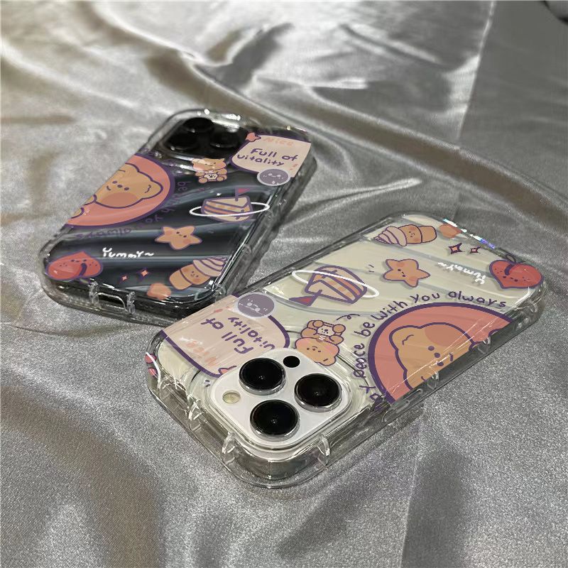 Ốp Điện Thoại Mềm Trong Suốt Hình Gấu Dễ Thương Cho iPhone14promax 1312 / 11 7 / 8plus xr / sins EXB4