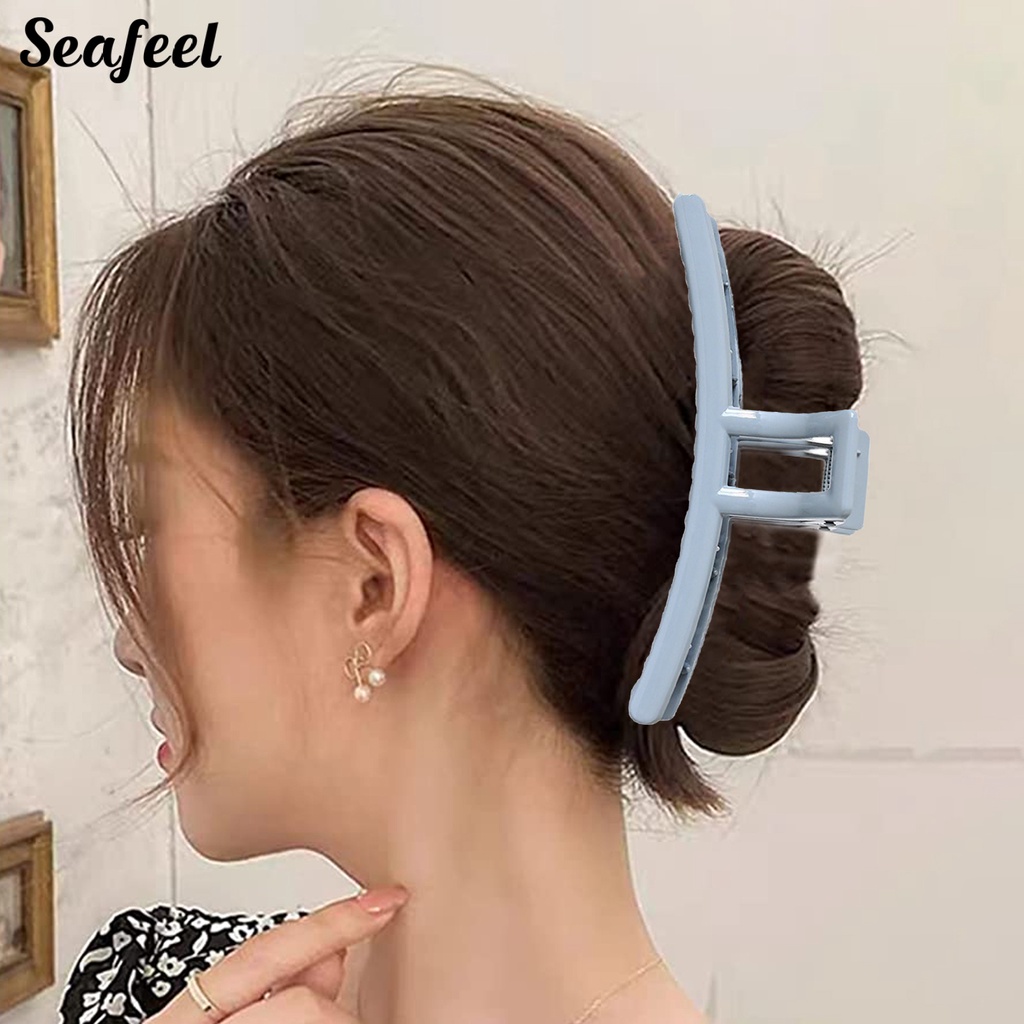 Kẹp Tóc Cá Mập Màu Trơn Chống Trượt Kích Thước Lớn Thiết Kế Đơn Giản