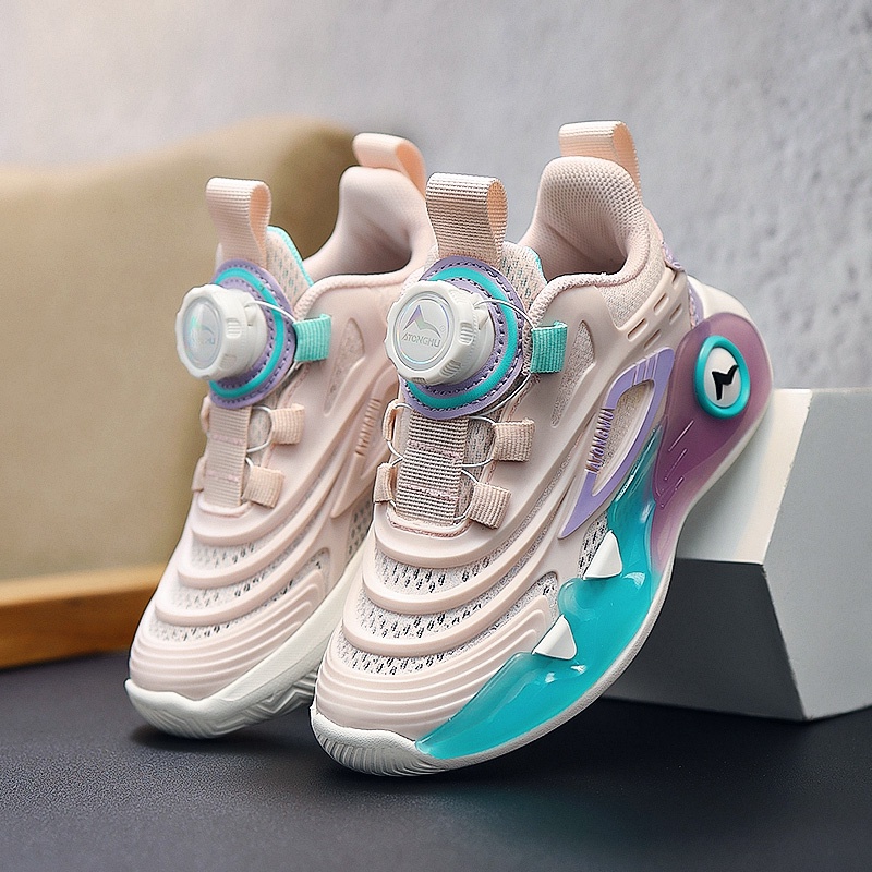 Giày Thể Thao Phối Lưới Chống Trượt Trọng Lượng Nhẹ Đính Nút Xoay Chất Lượng Cao Cho Bé Trai