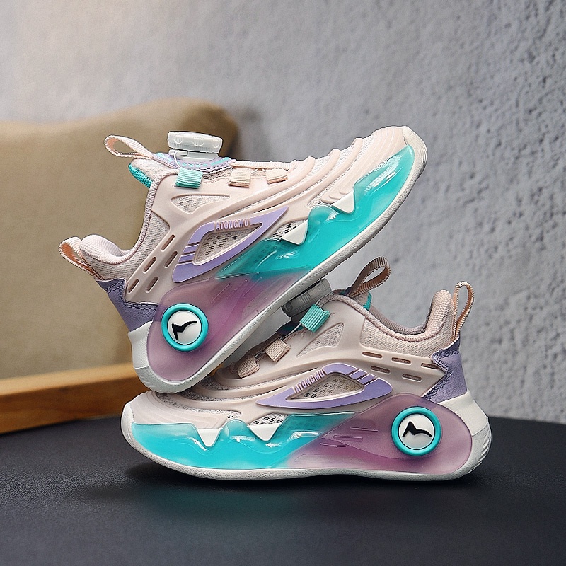 Giày Thể Thao Phối Lưới Chống Trượt Trọng Lượng Nhẹ Đính Nút Xoay Chất Lượng Cao Cho Bé Trai