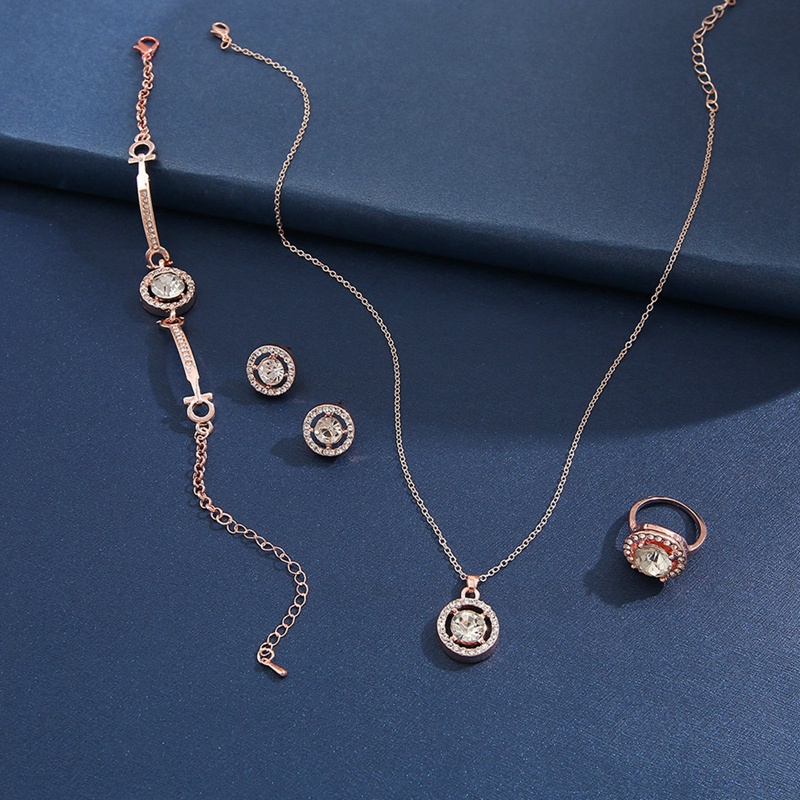 Ygt Bộ Trang Sức Vòng cổ / Nhẫn / Vòng Tay Mạ Bạc Đính Đá Zircon Tinh Tế Cho Nữ