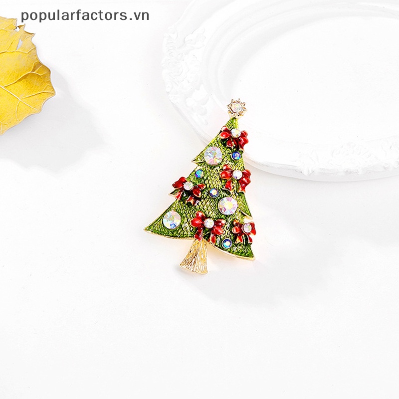 Ghim Cài Áo Hình Cây Thông Giáng Sinh Đính Đá Thời Trang Cho Nữ