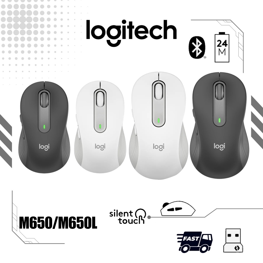 Logitech Mini M650 Mouse M650L Wireless Mouse Bluetooth  Smart Mouse for Business Silent Click Mouse