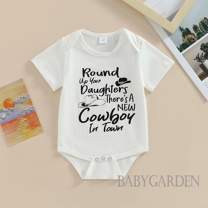 Bộ Áo Liền Quần In Chữ Dễ Thương Cho Bé 0-12 Tháng Tuổi