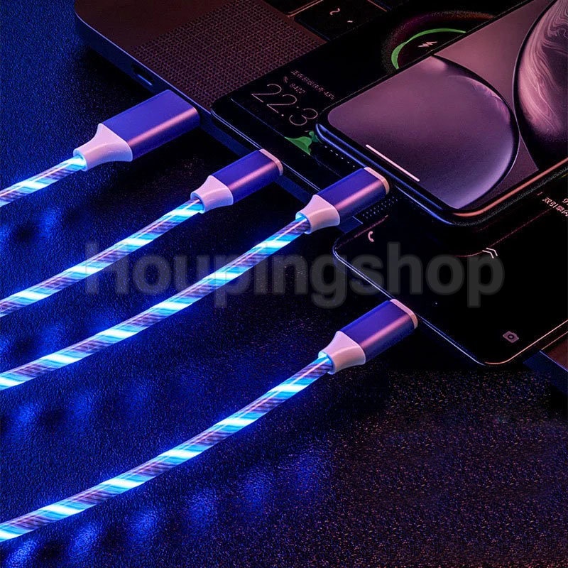 Cáp Sạc Nhanh Micro USB Type C Có Đèn LED Phát Sáng Cho Điện Thoại Di Động
