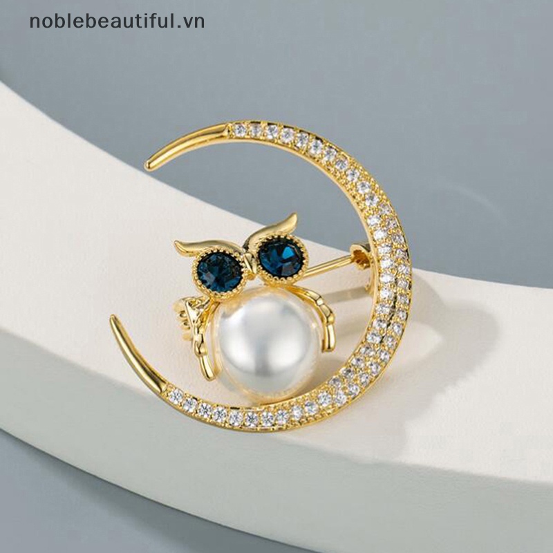 Ghim Cài Áo Hình Cú Mèo Mặt Trăng Nhỏ Xinh Thời Trang Dễ Phối Đồ