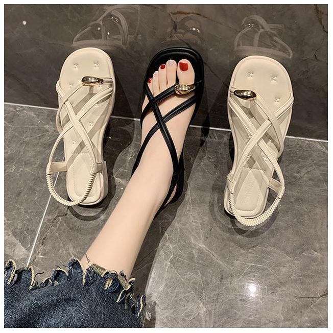 Giày Sandal Dây Chéo Đế Bằng Thoải Mái Thời Trang Cho Nữ