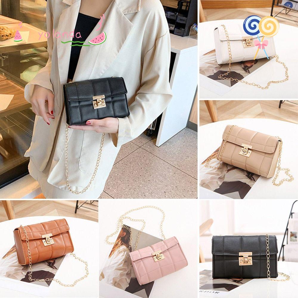 YOLA Túi Đeo Chéo Da PU Hình Vuông Nhỏ Thêu Họa Tiết Thời Trang Cho Nữ