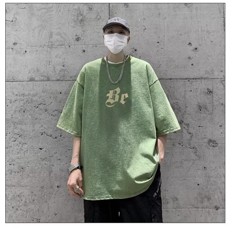 Áo Thun Cotton Tay Ngắn Cổ Tròn Dáng Rộng In Hình Trẻ Trung Hợp Thời Trang Cho Nam