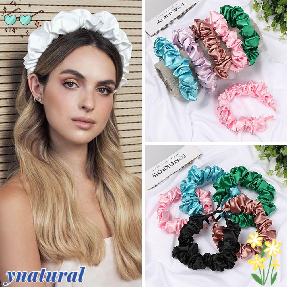 YNATURAL Băng Đô Cài Tóc Màu Trơn Phong Cách Retro Thời Trang