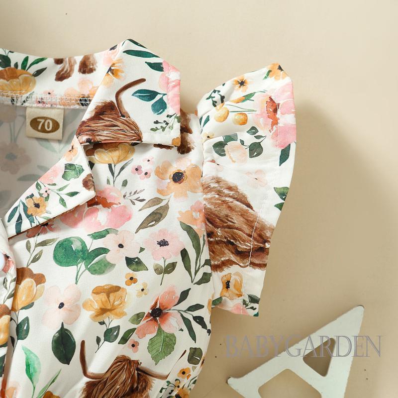 Bộ Áo Liền Quần Tay Cánh Tiên In Họa Tiết Xương Rồng / Bò Sữa Dễ Thương Thời Trang Mùa Hè Cho Bé Gái 0-12 Tháng Tuổi