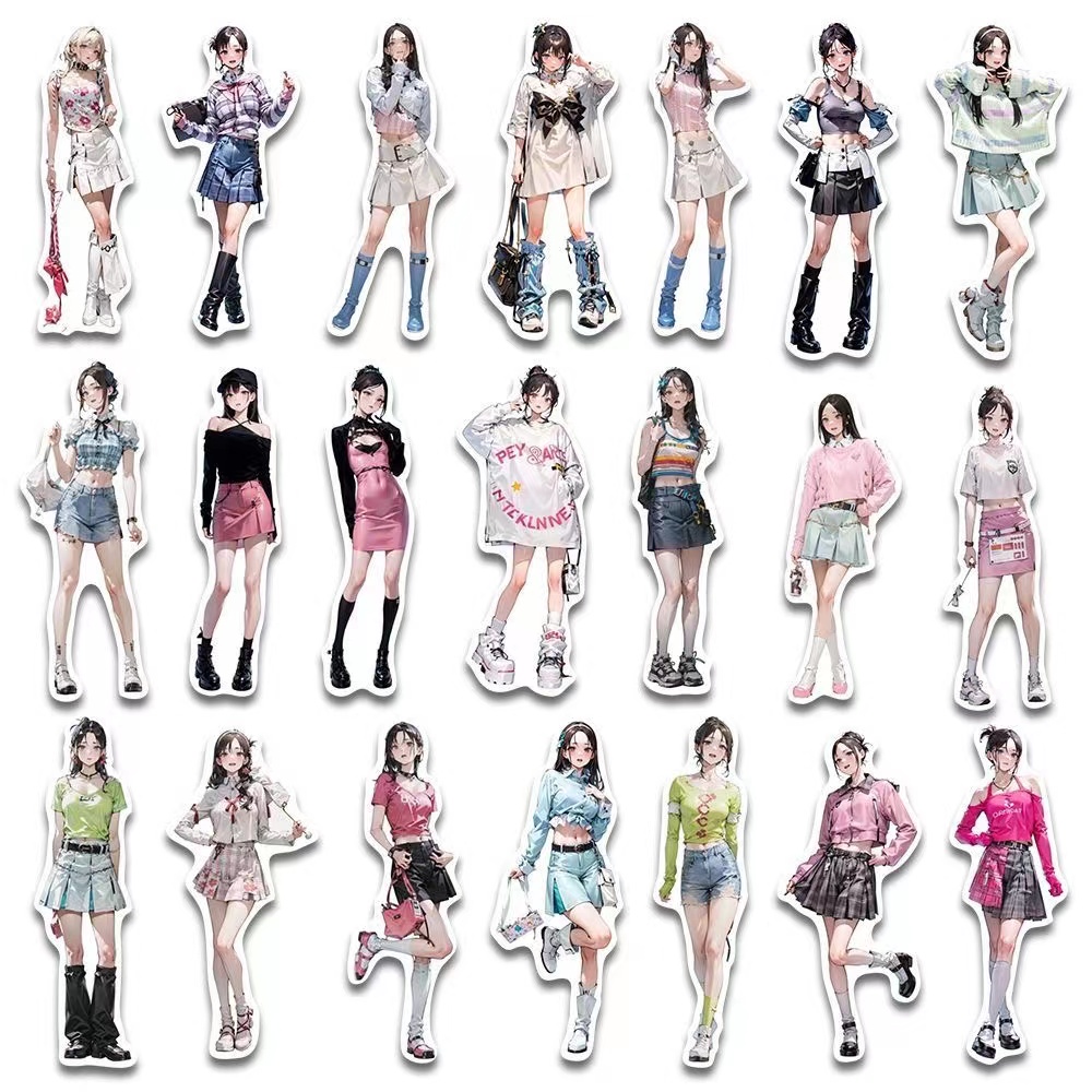 Bộ 57 Miếng Dán Hình Cô Gái anime Dễ Thương Chống Thấm Nước
