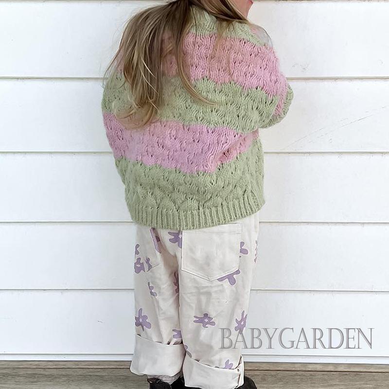 Áo Sweater Dệt Kim Tay Dài Cổ Tròn Màu Sắc Tương Phản Thời Trang Mùa Thu Cho Bé / 6 Tháng-3 Tuổi