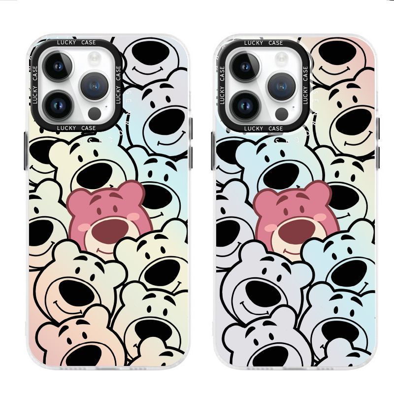 Ốp Điện Thoại IMD Màu Laser Họa Tiết Gấu Hồng Dễ Thương Cho iPhonexr12678plusins1314 N6KH