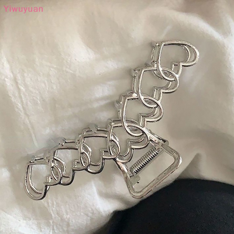 Kẹp Tóc Hình Ngôi Sao Năm Cánh / Trái Tim Màu Bạc Y2k Thời Trang Cho Nữ Y2k