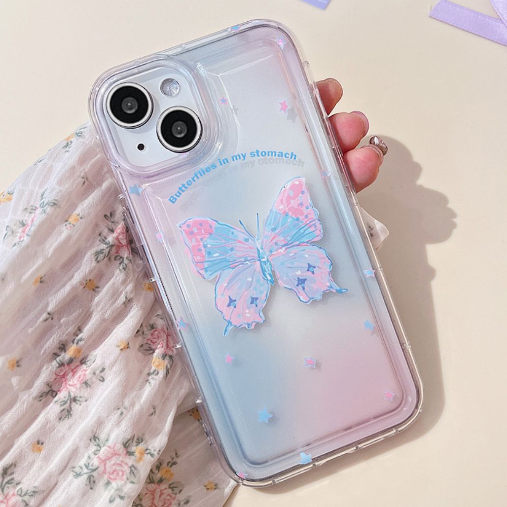 Ốp Điện Thoại TPU Mềm Chống Sốc In Hình Bướm Màu Gradient Cho IPhone 14 13 12 11 Pro Max X XR 8 7 Plus