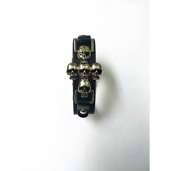 Vòng Tay Da Mặt Hình Đầu Lâu Phong Cách Gothic Punk Cá Tính Cho Nam