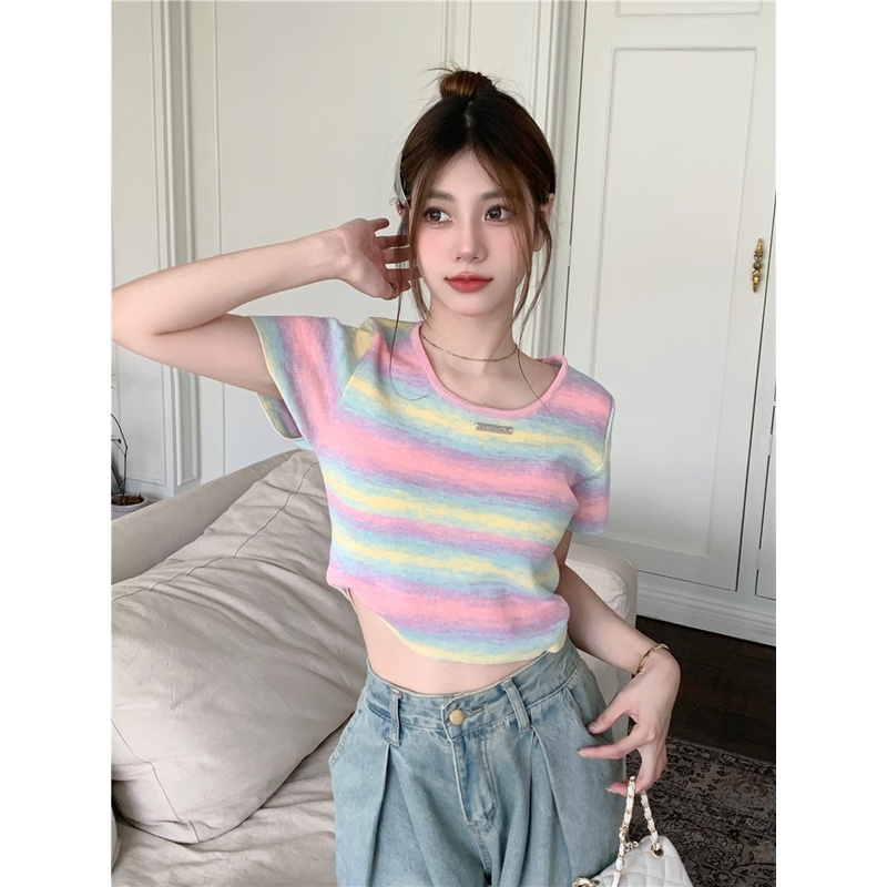 Áo Thun 100% Cotton Tay Ngắn Phong Cách Hàn Quốc Cho Nữ