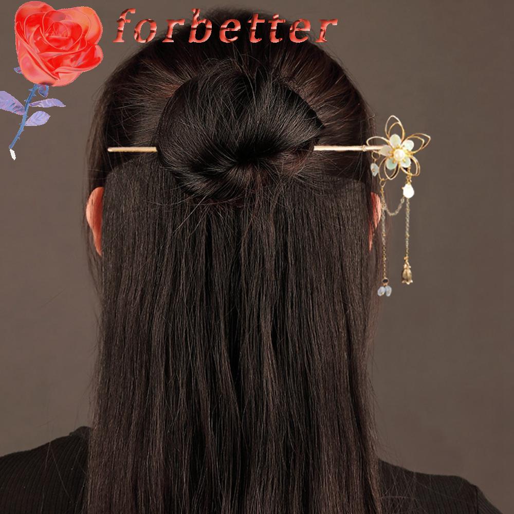 FORBETTER Trâm Cài Tóc Đính Hoa Tua Rua Phong Cách Cổ Điển Cho Nữ