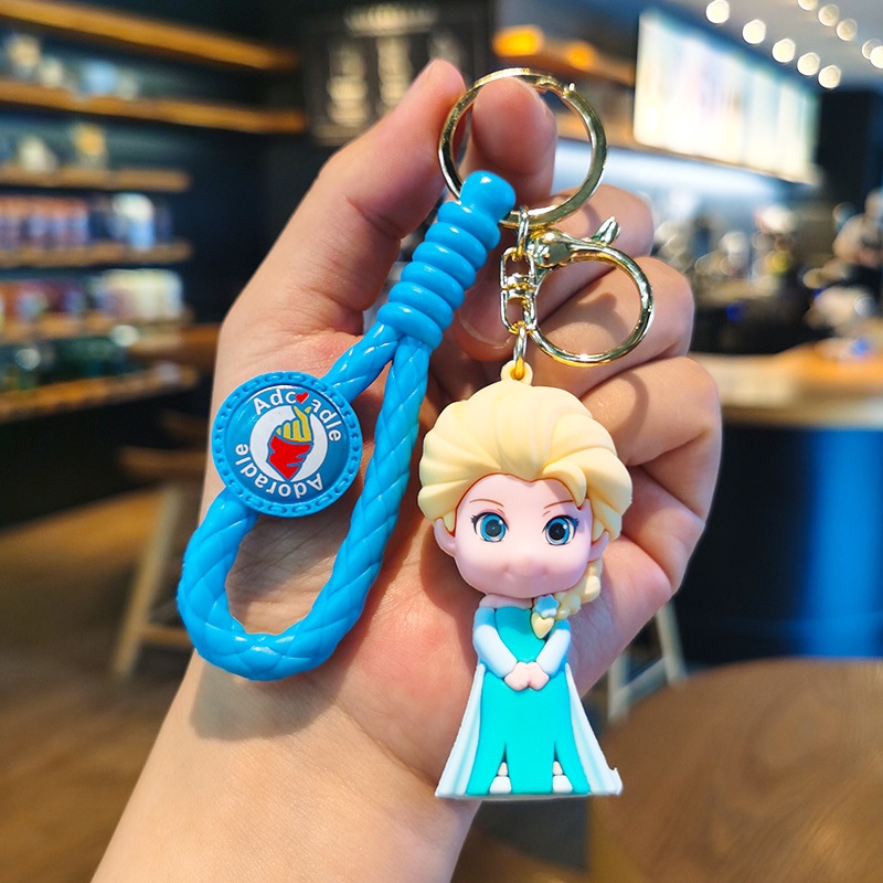 Móc Khóa Silicon Bện Hình Công Chúa Elsa / Bạch Tuyết Hoạt Hình Frozen