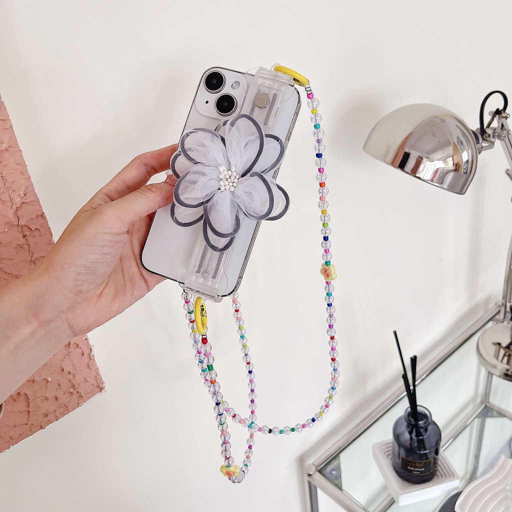 Túi Đựng Điện Thoại Họa Tiết Hoa Kèm Kẹp Có Thể Tháo Rời Cho IPhone Samsung