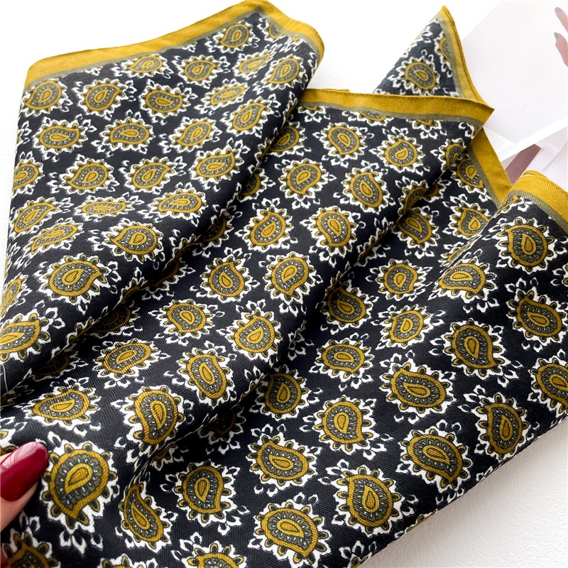 Khăn Choàng Cổ Hình Vuông 65X65Cm Chất Liệu Cotton Lanh Mỏng In Họa Tiết Hoa Hướng Dương Cho Nữ