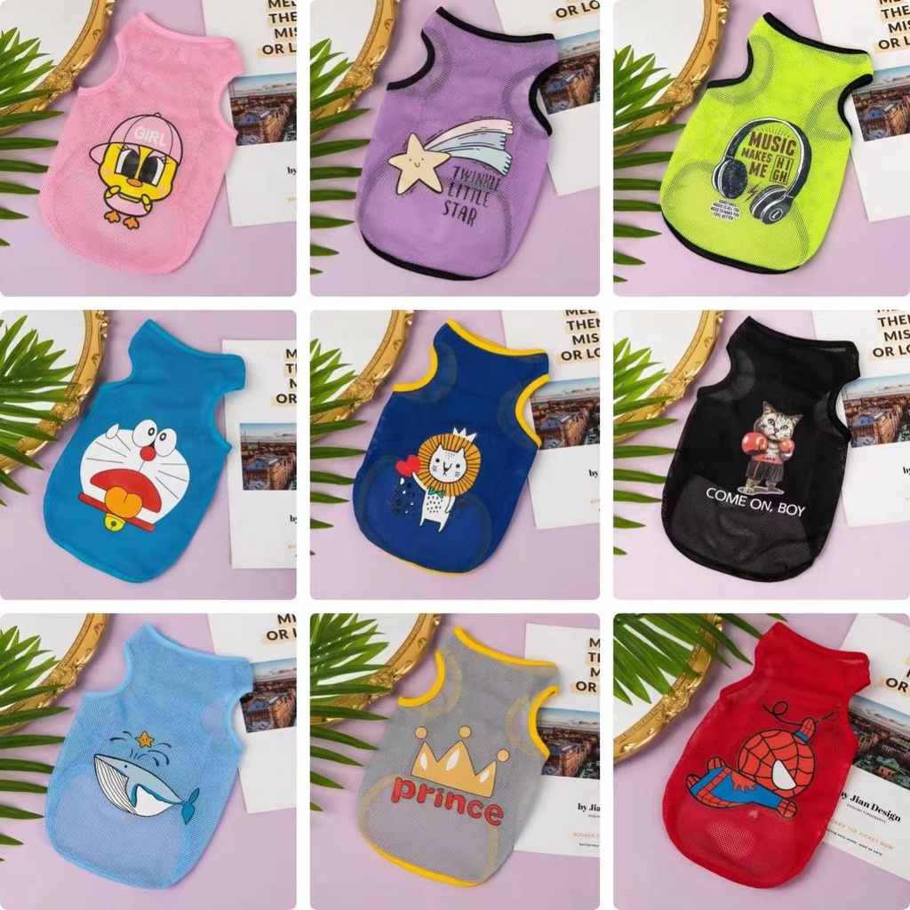 Áo Tank Top Lưới Thoáng Khí In Hình Vịt / Cá Voi Dễ Thương Thời Trang Mùa Hè Cho Thú Cưng