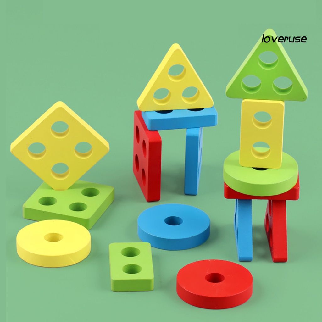 1 Bộ Đồ Chơi Xây Dựng Bốn Bưu Thiếp Hình Học Nhiều Màu Sắc Dùng Làm Quà Tặng Sinh Nhật Cho Trẻ Mẫu Giáo