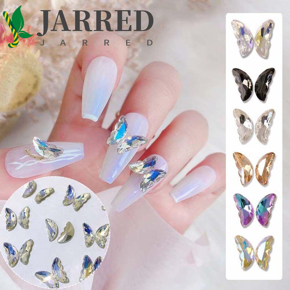 JARRED Phụ Kiện Trang Trí Móng Tay 3D DIY Hình Cánh Bướm Và Đá Quý Nhân Tạo Dành Cho Nữ