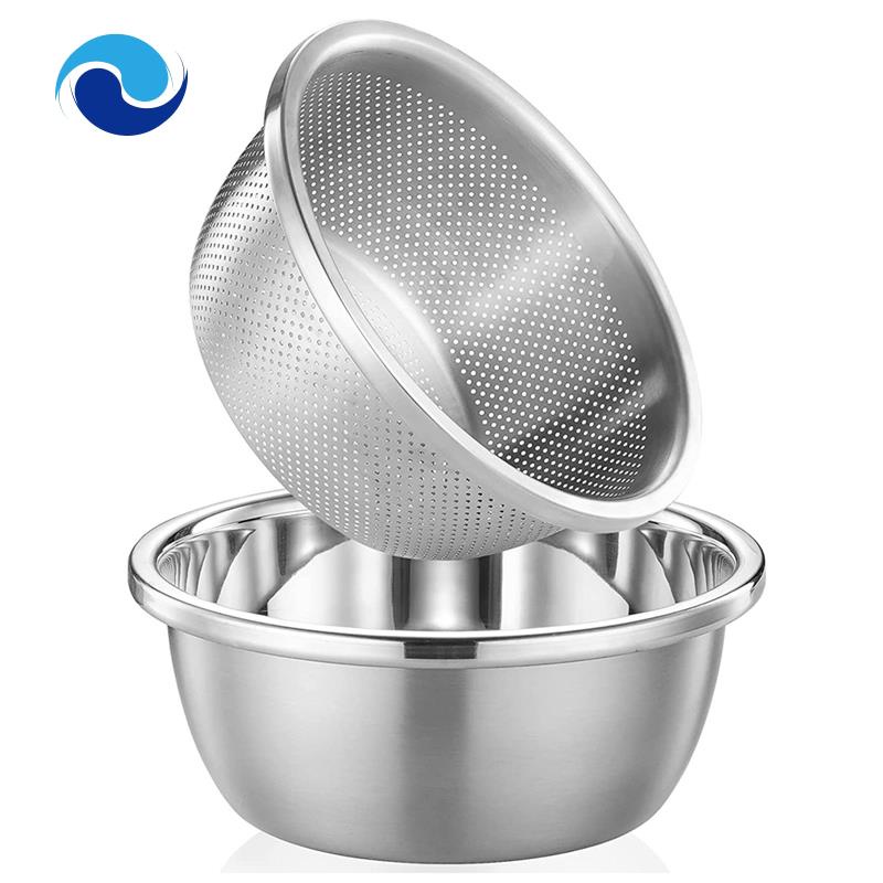 Bộ Tô Đựng Thức Ăn Ráo Nước Bằng Thép Không Gỉ 304