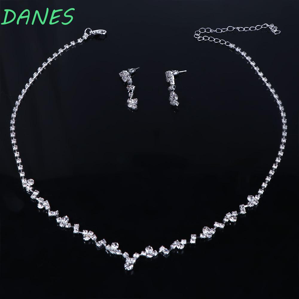 Bộ Vòng cổ + Bông Tai Đính Đá Lấp Lánh Cho Cô Dâu