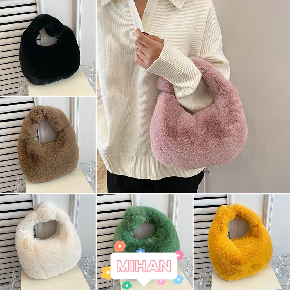 MIHAN1 Túi Đeo Cổ Tay Bằng Lông Nhung Ấm Áp Thời Trang