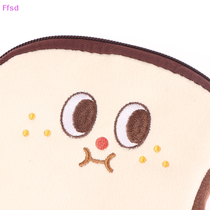 {Ffsd} Ví Đựng Tiền Xu / Tai Nghe / Chìa Khóa Bằng Lông Nhung Hình Bánh Mì Hoạt Hình Có Khóa Kéo Làm Quà