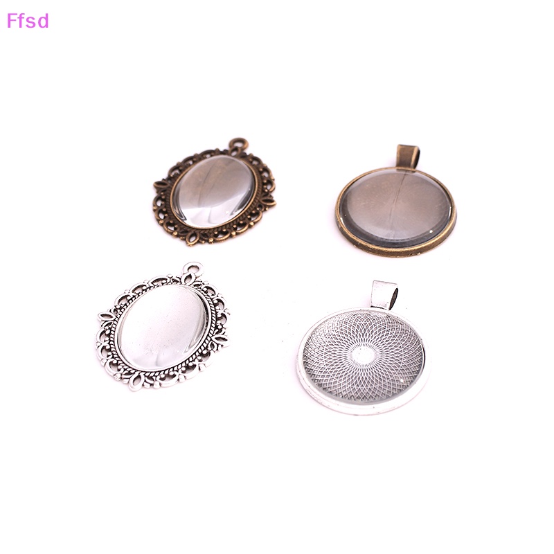 Bộ 64 Món Khay Làm Trang Sức Đế Tròn / Oval Bằng Thủy Tinh DIY