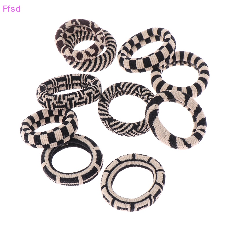 {Ffsd} Set 5 Dây Buộc Tóc Cao Su Co Giãn Không Đường May Màu Trắng Đen Thời Trang Vintage Bán Chạy Dành Cho Bạn Nữ