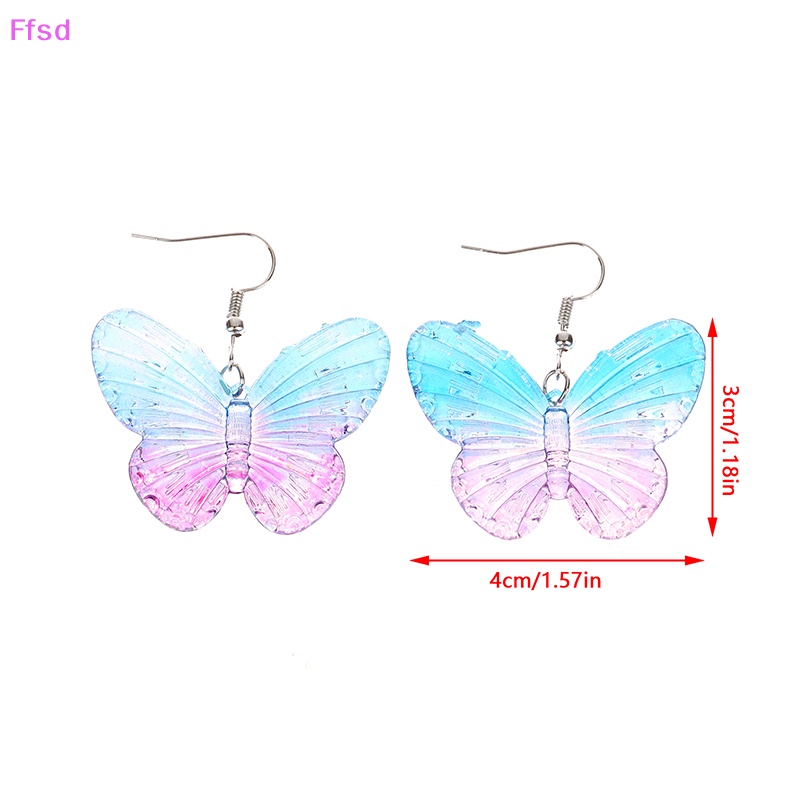 1 Đôi Bông Tai Acrylic Hình Bướm Nhiều Màu Thời Trang Dành Cho Nữ