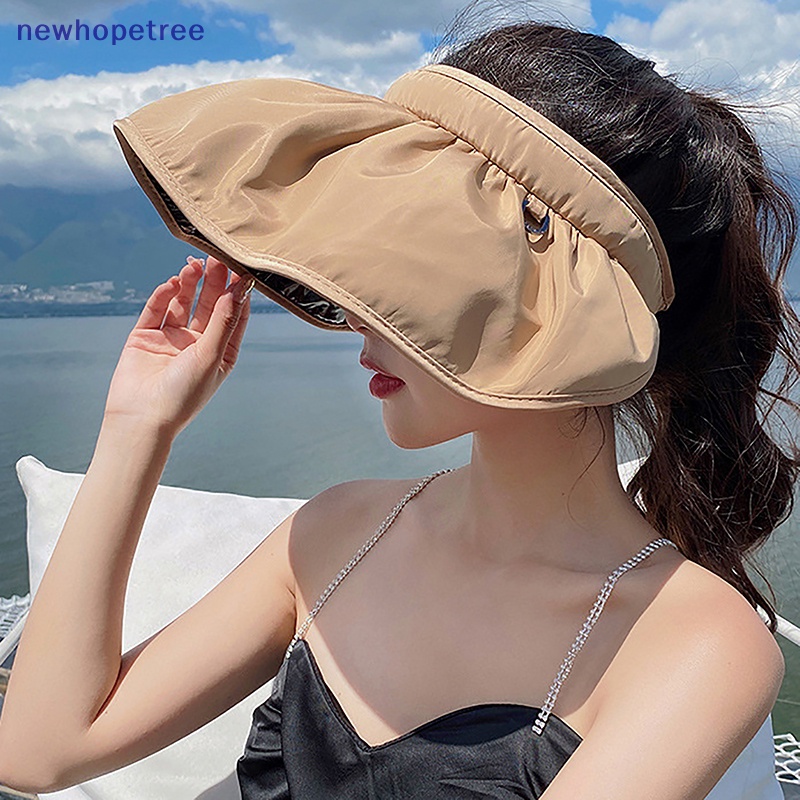 Mũ Lưỡi Trai NTVN Chống Nắng Vành Rộng Hở Chóp Màu Trơn Gấp Gọn Được Thuận Tiện Mang Theo Mùa Hè Cho Nữ