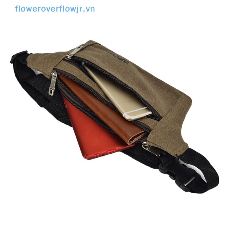 1 Túi Đeo Thắt Lưng Bằng Vải canvas Sức Chứa Lớn Có Khóa Kéo Dùng Khi Chạy Bộ / Cắm Trại / Leo Núi