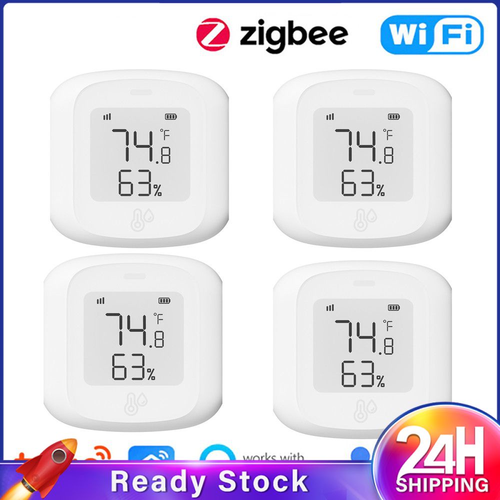 【Giảm Giá】 Tuya Thông Minh Wifi Zigbee Cảm Biến Độ Ẩm Nhiệt Độ Trong Nhà Máy Dò Nhiệt Kế Đo Độ Ẩm Hoạt Động Với Alexa Google Assistant