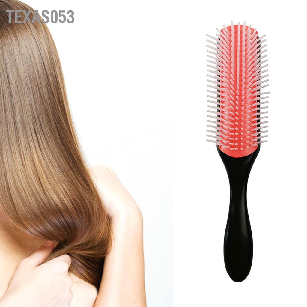 Texas053 2 Chiếc 9 Hàng Bàn Chải Tóc Lông Nylon Tạo Kiểu Xoăn Detangling Tách Định Hình Xác Lọn