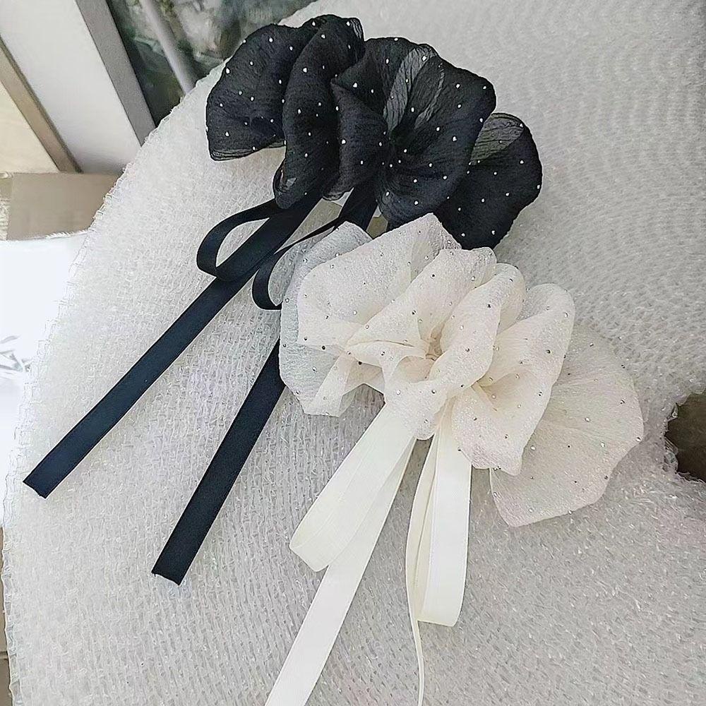 MIQUEL Kẹp Tóc Đuôi Ngựa Thắt Nơ Lưới Chấm Bi Cho Đám Cưới