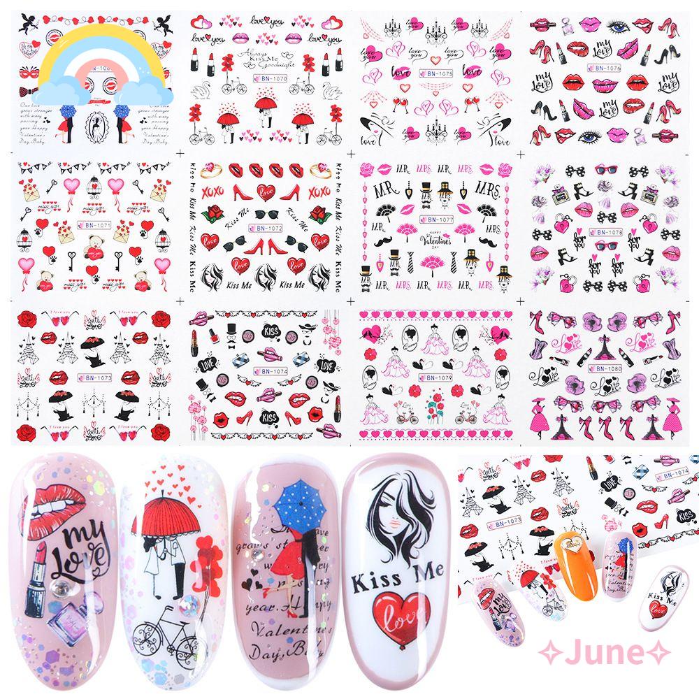 JUNE Set 12 Hình Dán Trang Trí Móng Tay Nghệ Thuật