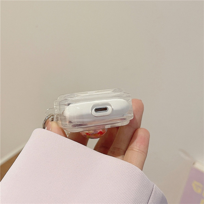 Vỏ Bảo Vệ Hộp Sạc Tai Nghe Bluetooth Airpods 1 2 3 PRO PRO2 TWS Bằng TPU Mềm Trong Suốt Lấp Lánh Trái Tim 3D Chống Thất Lạc