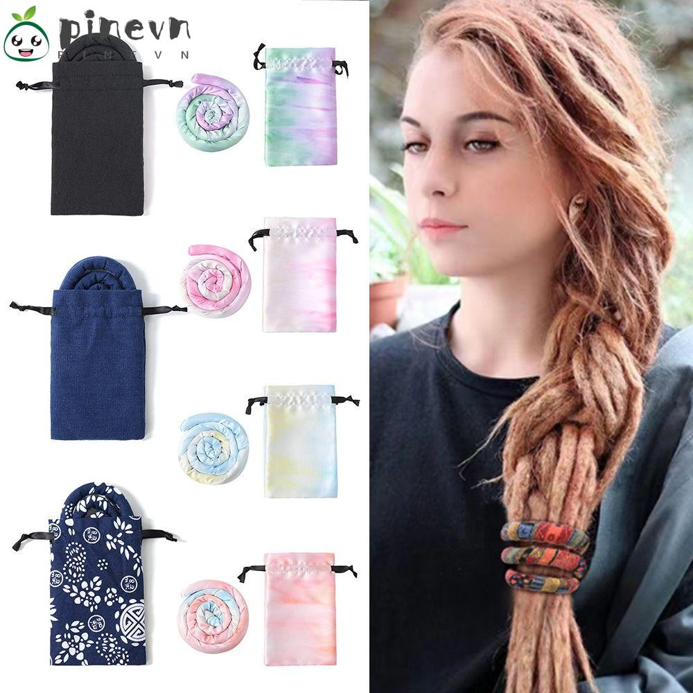 PINEVN Dây Cột Tóc Hình Xoắn Ốc Phong Cách Bohemian Kèm Túi Đựng