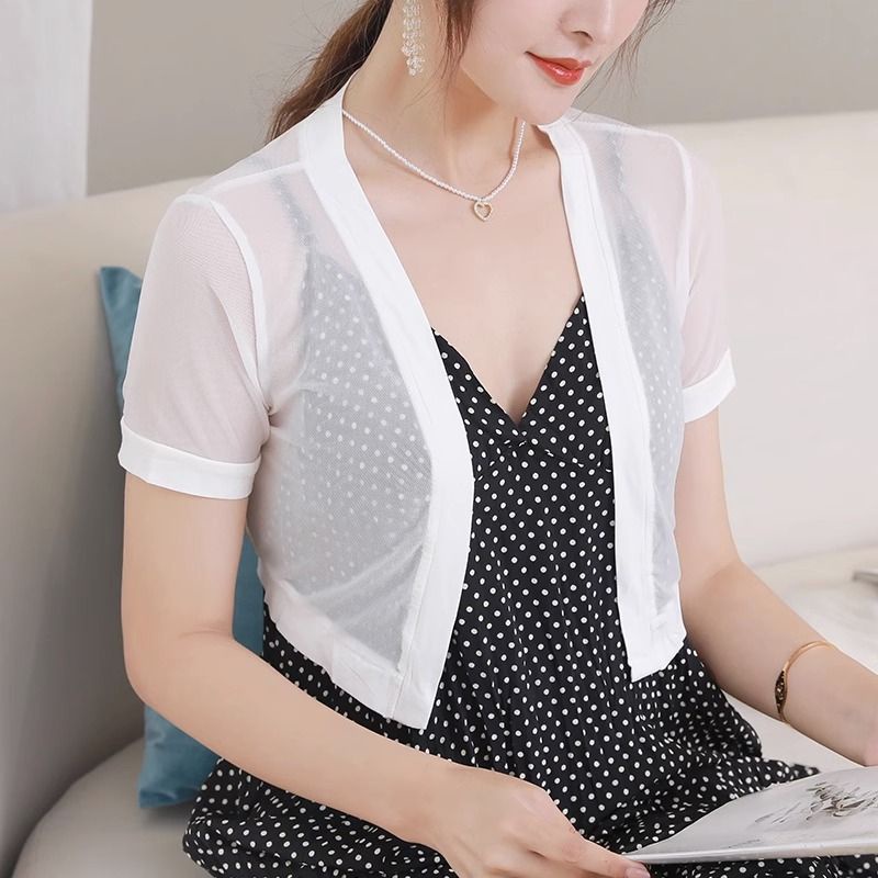 Áo khoác nữ Bolero tay ngắn ren, phù hợp làm khăn choàng chống nắng