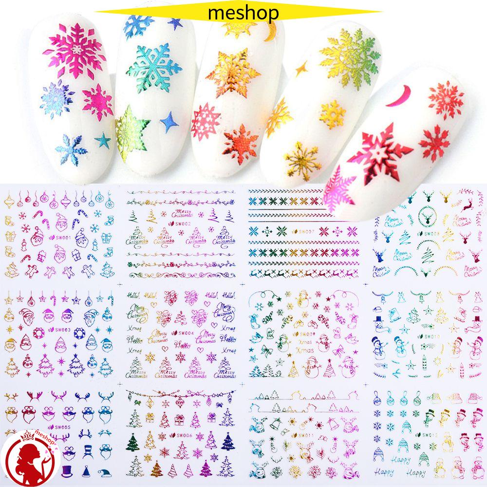 ME Miếng Dán Trang Trí Móng Tay Họa Tiết Giáng Sinh Năm Mới Xinh Xắn