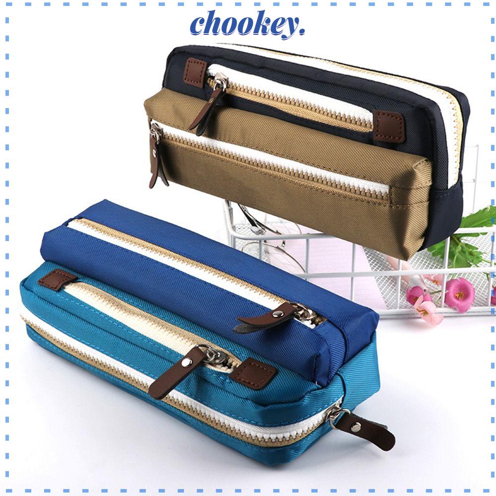 CHOOKEY Túi Đựng Bút Nhiều Ngăn Đa Năng Hoa Văn Rằn Ri